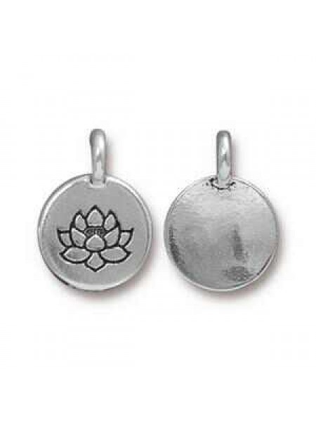 Charm Lotus 16.6x11.6mm  Anti Silver