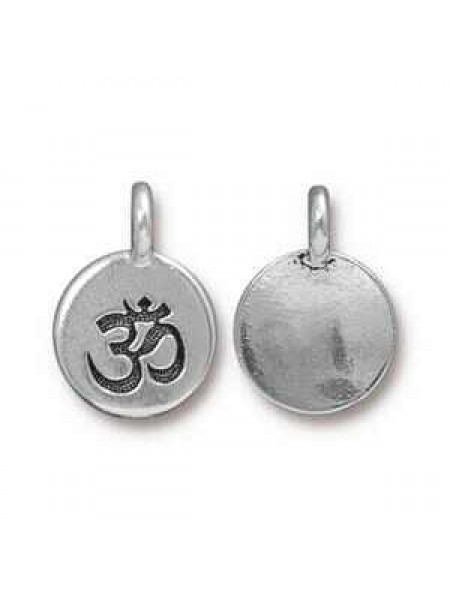 Charm Om 16.6x11.6mm Antique Silver