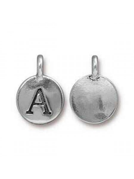 Charm Letter  A 16.6x11.6mm Anti Silver