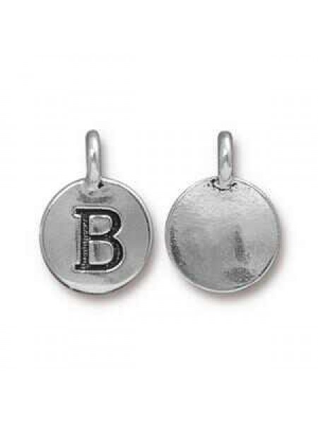 Charm Letter  B 16.6x11.6mm Anti Silver