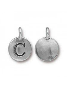 Charm Letter  C 16.6x11.6mm Anti Silver