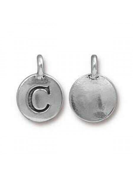 Charm Letter  C 16.6x11.6mm Anti Silver