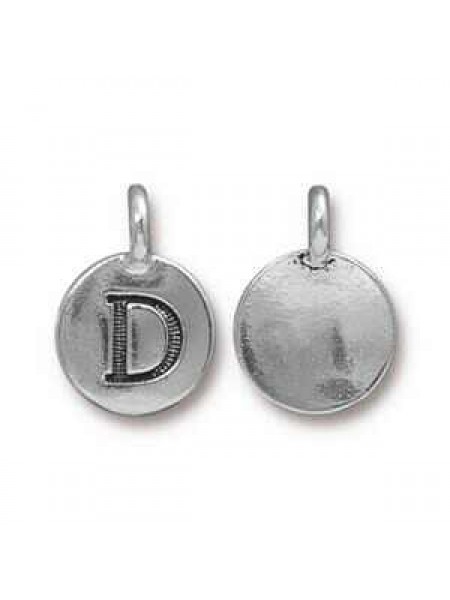Charm Letter D 16.6x11.6mm Anti Silver