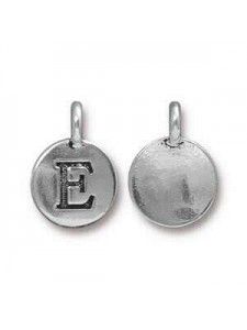 Charm Letter  E 16.6x11.6mm Anti Silver