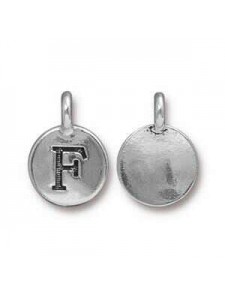 Charm Letter  F 16.6x11.6mm Anti Silver