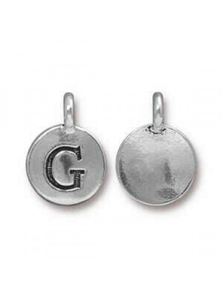 Charm Letter  G 16.6x11.6mm Anti Silver