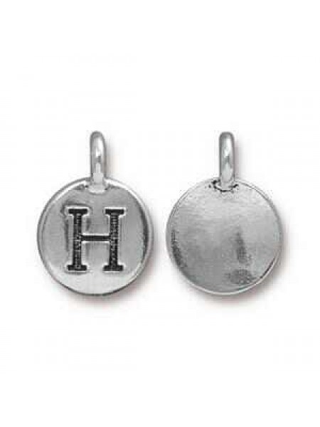 Charm Letter  H 16.6x11.6mm Anti Silver