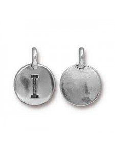 Charm Letter  I 16.6x11.6mm Anti Silver