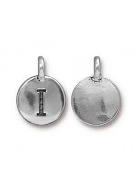 Charm Letter  I 16.6x11.6mm Anti Silver