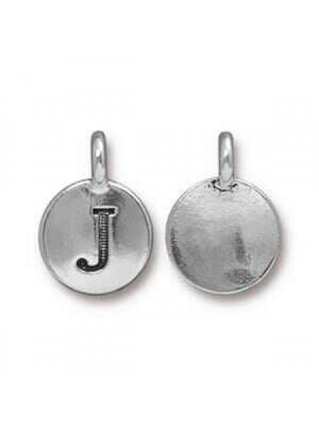 Charm Letter  J 16.6x11.6mm Anti Silver