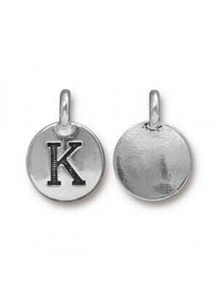 Charm Letter  K 16.6x11.6mm Anti Silver