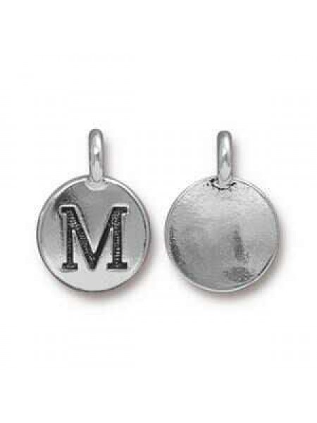 Charm Letter  M 16.6x11.6mm Anti Silver