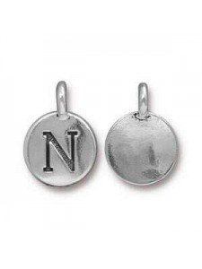 Charm Letter  N 16.6x11.6mm Anti Silver