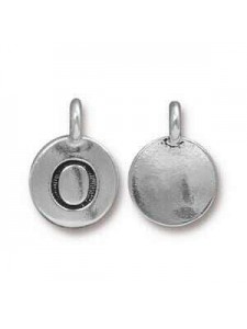 Charm Letter  O 16.6x11.6mm Anti Silver