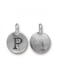 Charm Letter  P 16.6x11.6mm Anti Silver