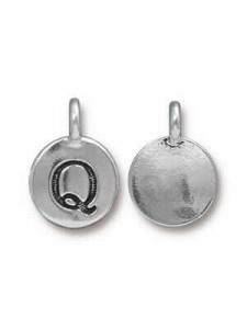 Charm Letter  Q 16.6x11.6mm Anti Silver