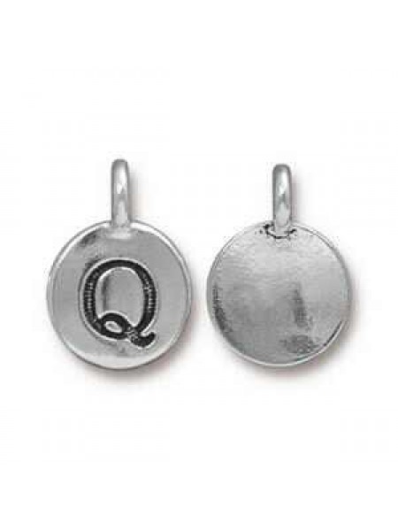 Charm Letter  Q 16.6x11.6mm Anti Silver