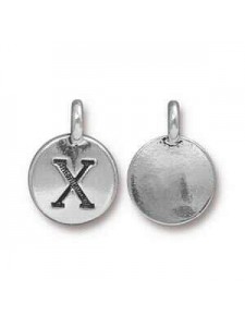 Charm Letter  X 16.6x11.6mm Anti Silver