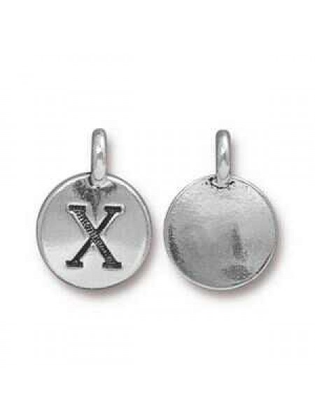 Charm Letter  X 16.6x11.6mm Anti Silver