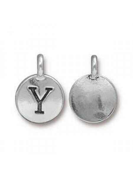 Charm Letter  Y 16.6x11.6mm Anti Silver