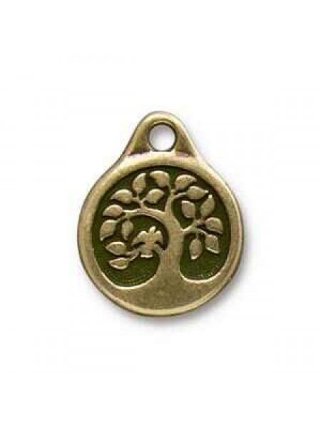 Drop Bird in Tree  19.5x16mm Anti Bronze