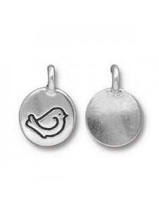 Charm Fat Bird 16.6x11.6mm Anti Silver