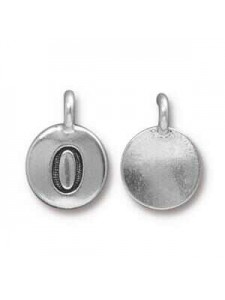 Charm Number 0 16.6x11.6mm Anti Silver
