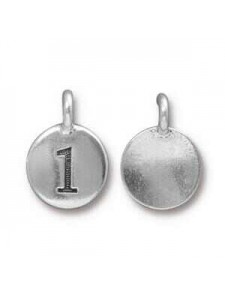 Charm Number 1 16.6x11.6mm Anti Silver