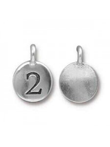 Charm Number 2 16.6x11.6mm Anti Silver