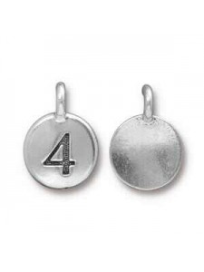 Charm Number 4 16.6x11.6mm Anti Silver