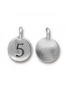 Charm Number 5 16.6x11.6mm Anti Silver