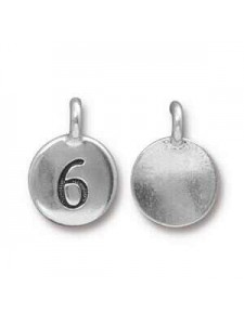 Charm Number 6 16.6x11.6mm Anti Silver