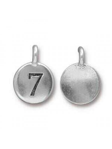 Charm Number 7 16.6x11.6mm Anti Silver