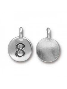 Charm Number 8 16.6x11.6mm Anti Silver