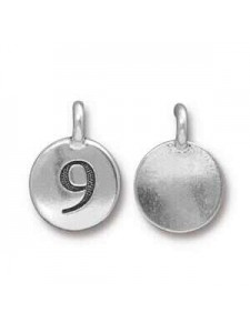 Charm Number 9 16.6x11.6mm Anti Silver
