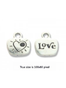 DROP  LOVE GI  13x10mm Silver Antique