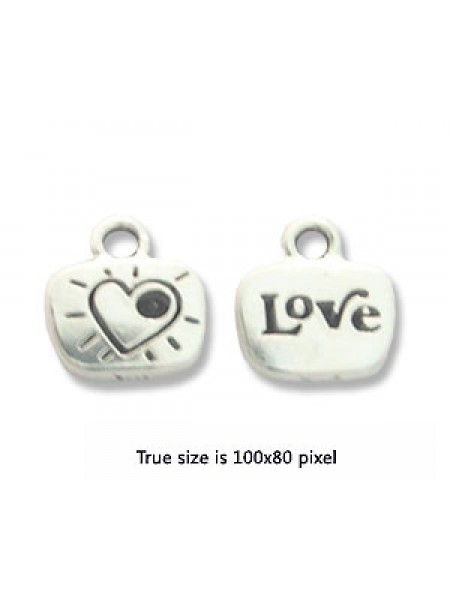 DROP  LOVE GI  13x10mm Silver Antique