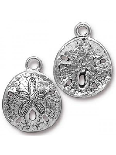 Drop Sand Dollar 17mm Antique Silver