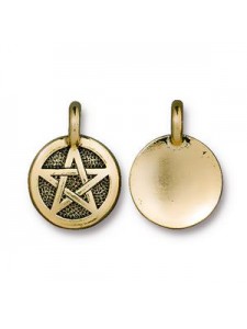 Pentagram Charm 12mm Antique Gold