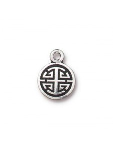 Charm Chinese Lu 11mm Antique Silver