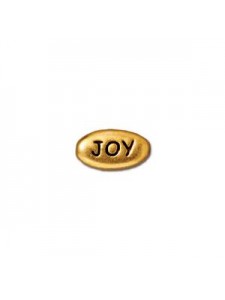 Word Bead  Joy 11x6x3.5mm Antique Gold
