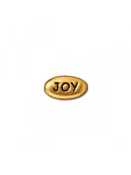 Word Bead  Joy 11x6x3.5mm Antique Gold
