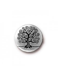 Button Tree of Life 16mm  Antique Silver