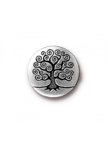 Button Tree of Life 16mm  Antique Silver