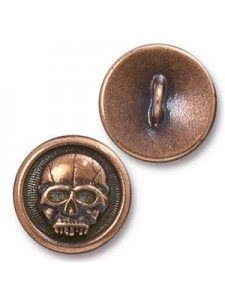 Button Scary Skull 17mm Antique Copper