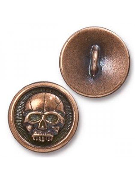Button Scary Skull 17mm Antique Copper