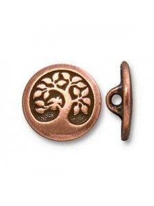 Button Bird in Tree 17mm Anti Copper