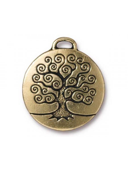 Tree of Life Pendant 23mm  Antiqu Gold