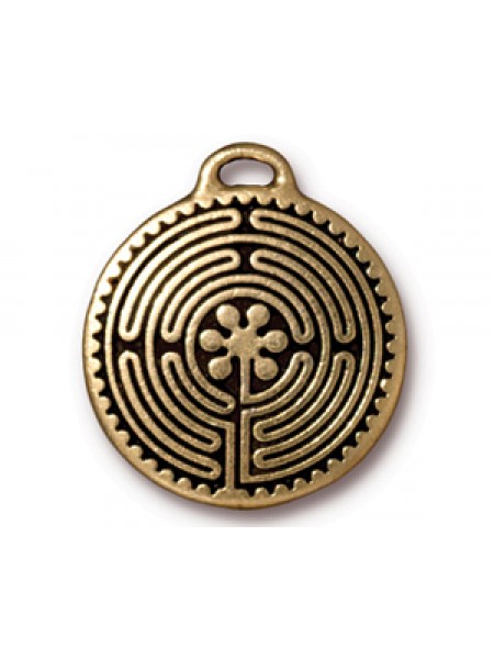 LABYRINTH PENDANT 23mm Antique Gold
