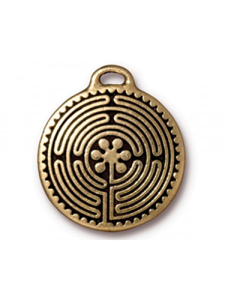 LABYRINTH PENDANT 23mm  Antique Gold